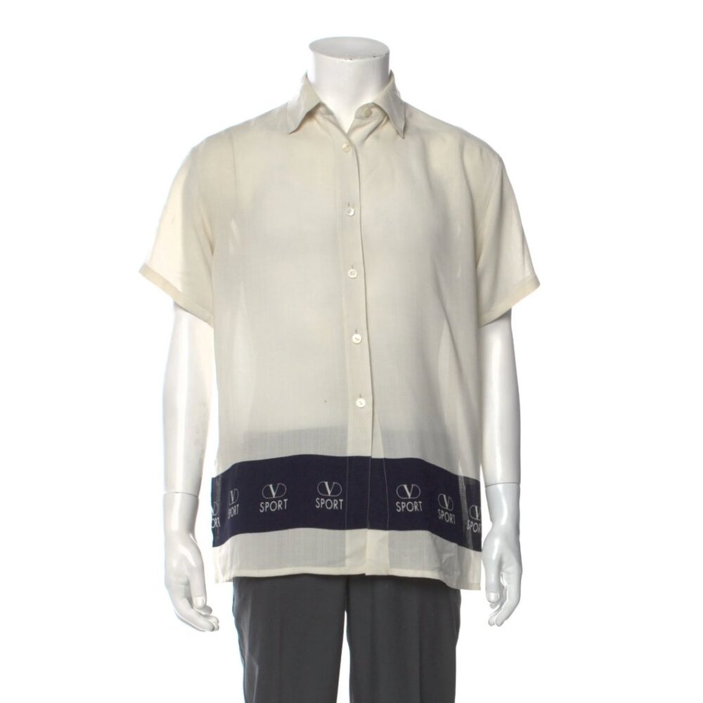 Vintage Valentino Sport Linen Button Down Shirt 38 Large